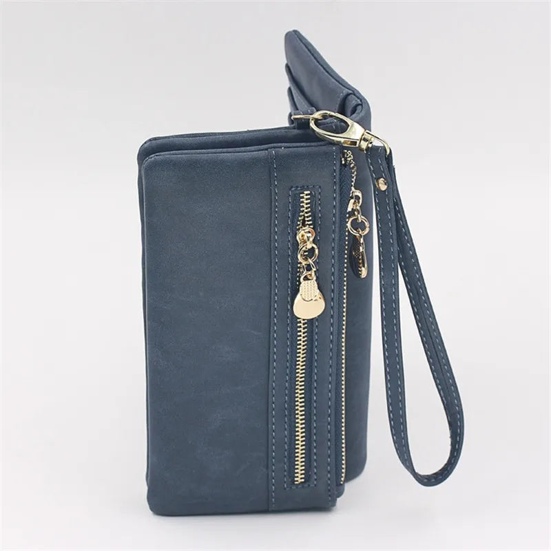 Yogodlns Fashion Nubuck Leather Wallet Female Double Zipper Lady Handbag Clutch Multi-layer Purse Shopping Women Wallet Purse - Elevate Your Body