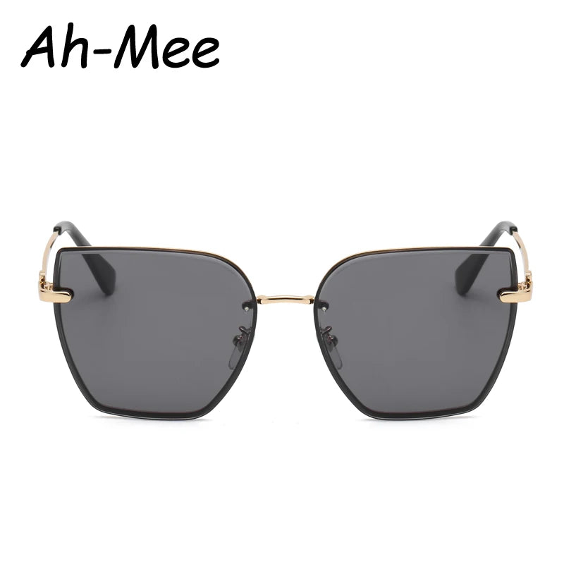 Chic Frameless Cat Eye Sunglasses for Women - Designer Gradient UV400 Shades with Alloy Frame.