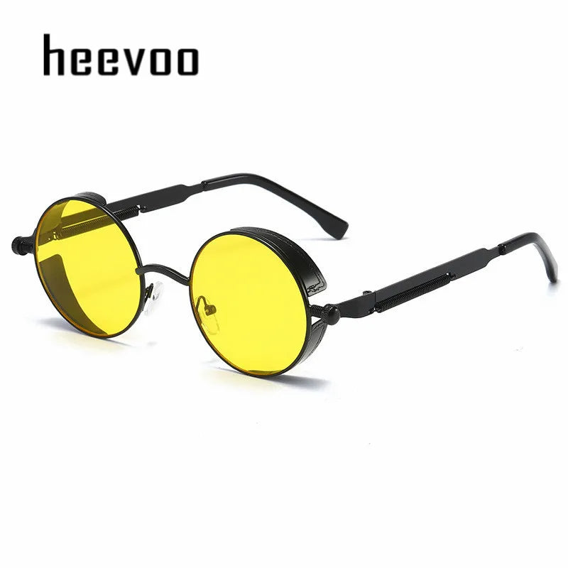 Vintage Steampunk Round Sunglasses for Men and Women - High-Quality Fashion Eyewear with UV400 Protection.