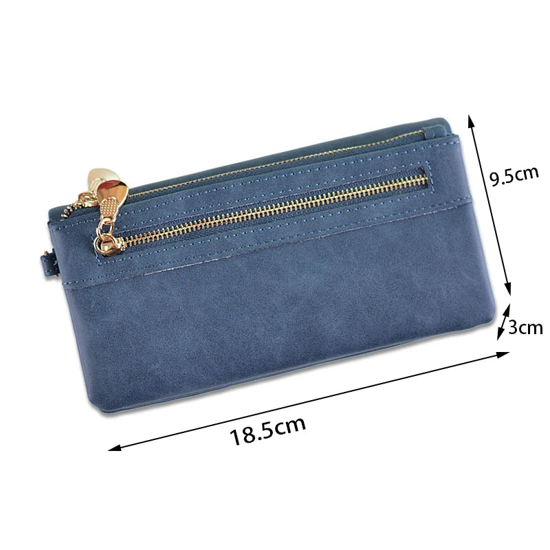 Yogodlns Fashion Nubuck Leather Wallet Female Double Zipper Lady Handbag Clutch Multi-layer Purse Shopping Women Wallet Purse - Elevate Your Body