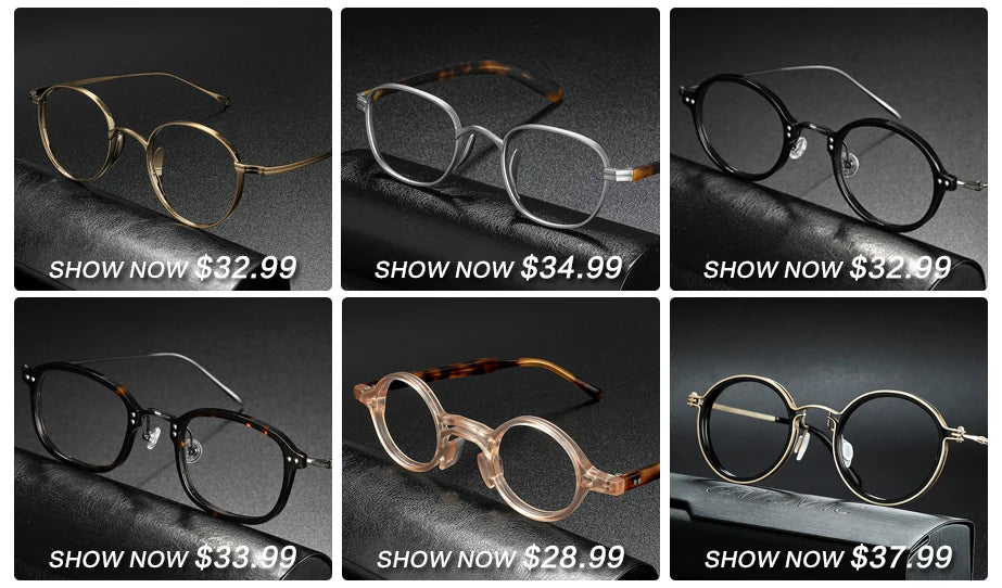 Luxury Handmade Acetate Round Glasses Frame for Men and Women - Retro Korean Designer Eyewear.