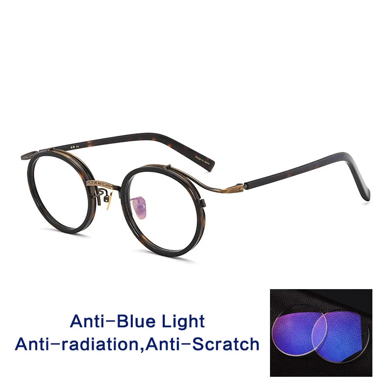 Luxury Handmade Acetate Round Glasses Frame for Men and Women - Retro Korean Designer Eyewear.