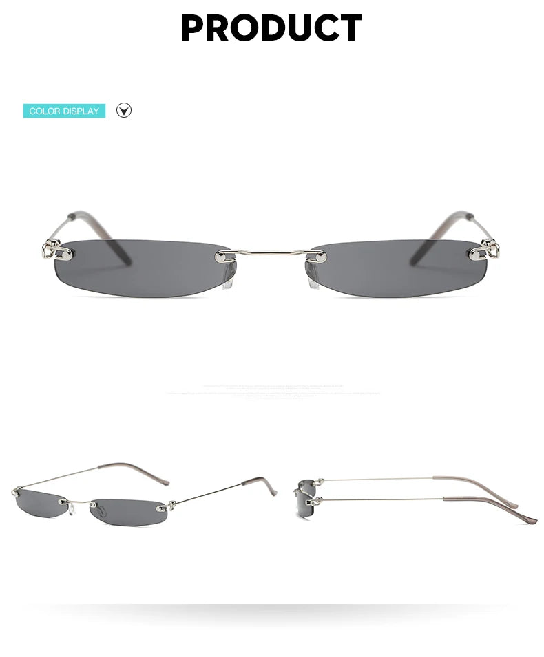 Trendy Rimless Small Sunglasses for Men and Women - Luxury Alloy UV400 Eyewear for Streetwear.