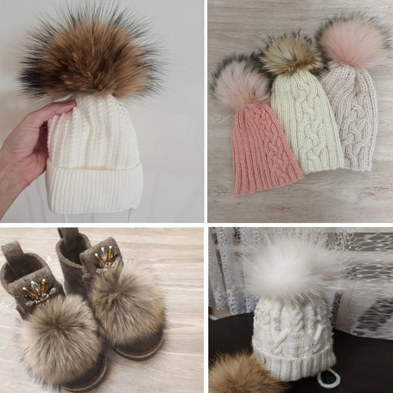 Luxurious DIY Natural Fox & Raccoon Fur Pompoms for Fashion Accessories - Perfect for Hats, Bags, Shoes, and Scarves