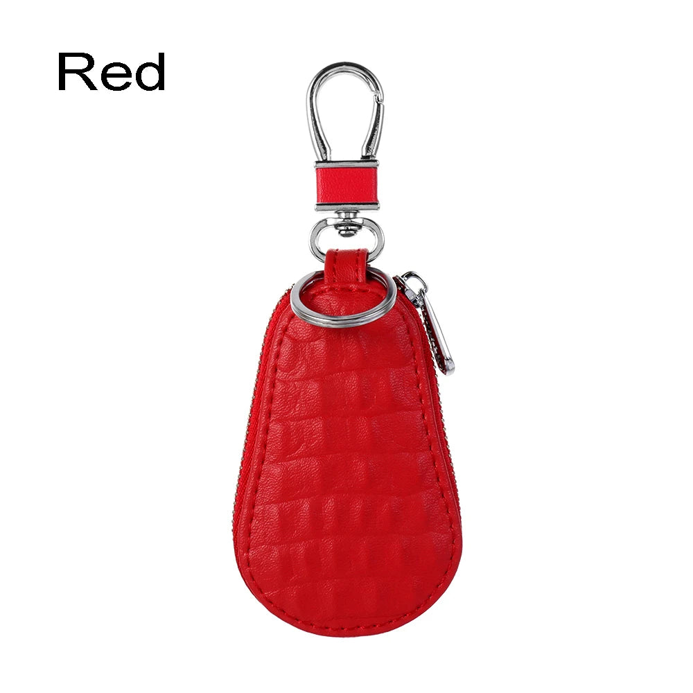 Genuine Leather Car Key Bags for Men Women Crocodile Pattern Keychain Holder Organizer Wallet Zipper Hook Key Pouch Coin Purse.