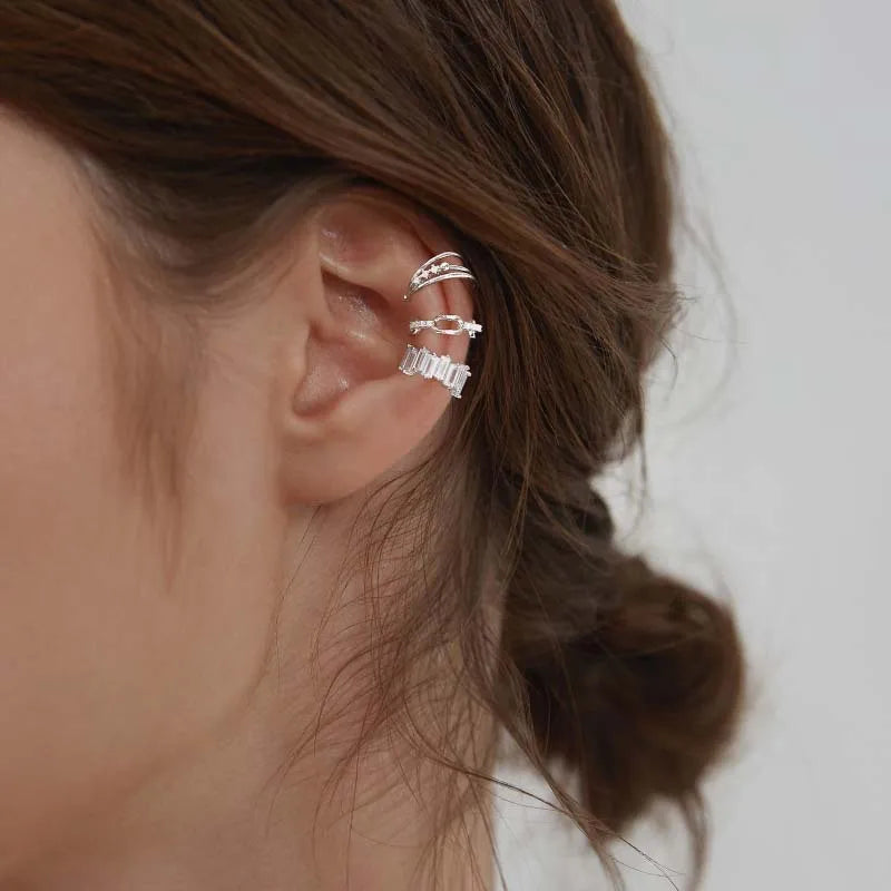 Hot Zircon clips For Women Small Hoop Earrings Ear Bone Tiny Ear Nose Ring Girl Ear Hoops Ins Zircon Geometric Earrings Ear Clip - Elevate Your Body