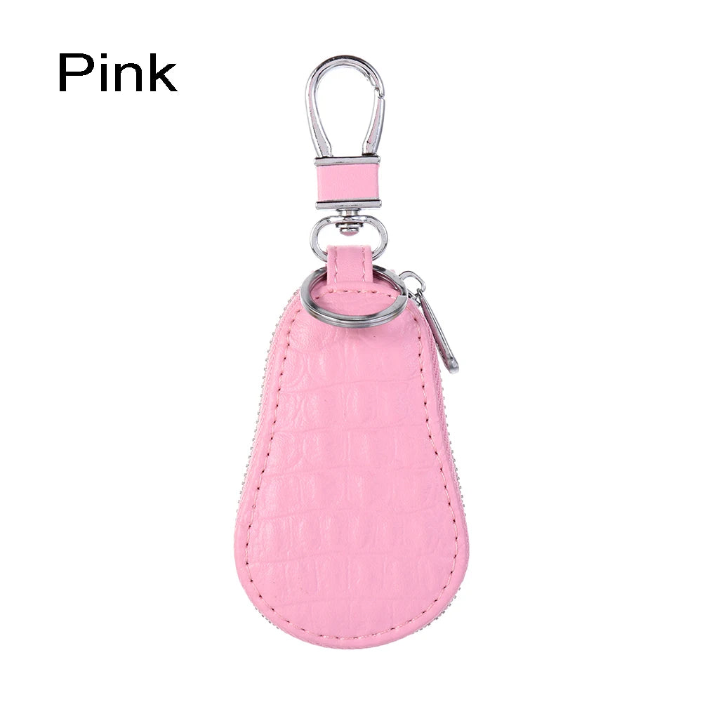 Genuine Leather Car Key Bags for Men Women Crocodile Pattern Keychain Holder Organizer Wallet Zipper Hook Key Pouch Coin Purse.