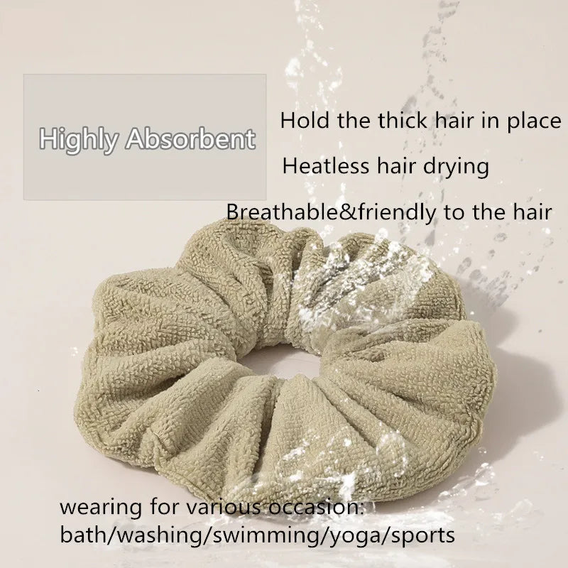 Ultra-Soft Large Microfiber Hair Drying Scrunchies for Frizz Control - Versatile Elastic Hair Bands for Sports and Yoga.