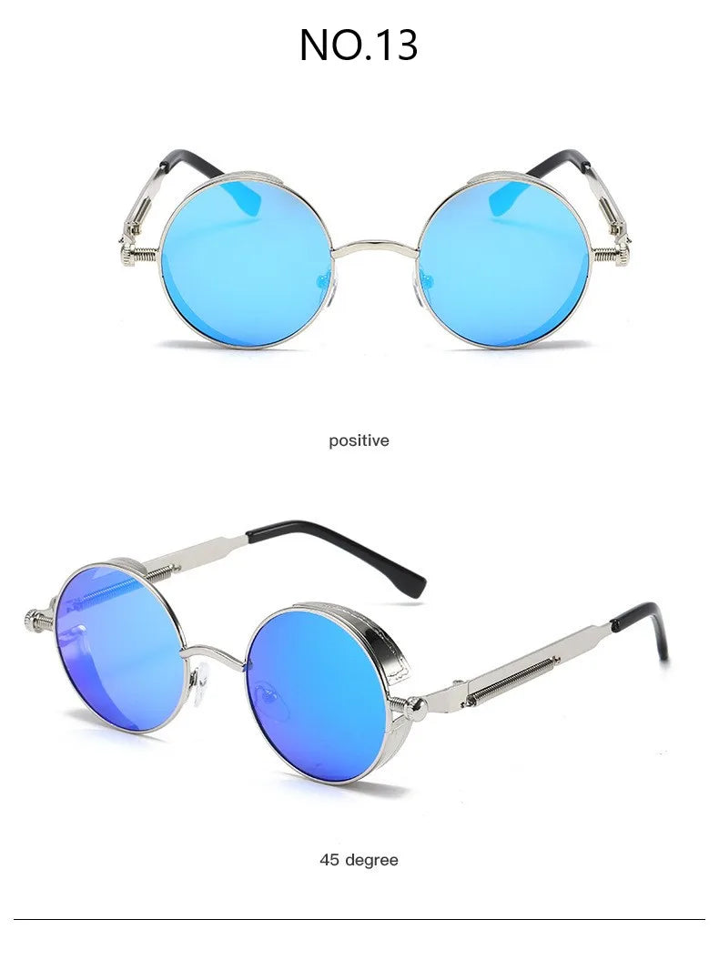 Vintage Steampunk Round Sunglasses for Men and Women - High-Quality Fashion Eyewear with UV400 Protection