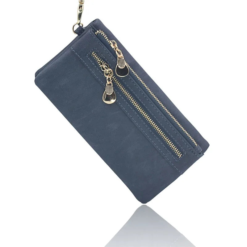 Yogodlns Fashion Nubuck Leather Wallet Female Double Zipper Lady Handbag Clutch Multi-layer Purse Shopping Women Wallet Purse - Elevate Your Body