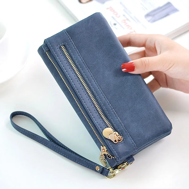 Yogodlns Fashion Nubuck Leather Wallet Female Double Zipper Lady Handbag Clutch Multi-layer Purse Shopping Women Wallet Purse - Elevate Your Body