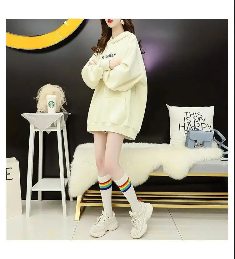 Autumn Sweet Women Hoodies Korean Style Fashion Cute Rabbit Ears Hooded Pullovers Loose Long Sleeve Kawaii Sweatshirts Female.