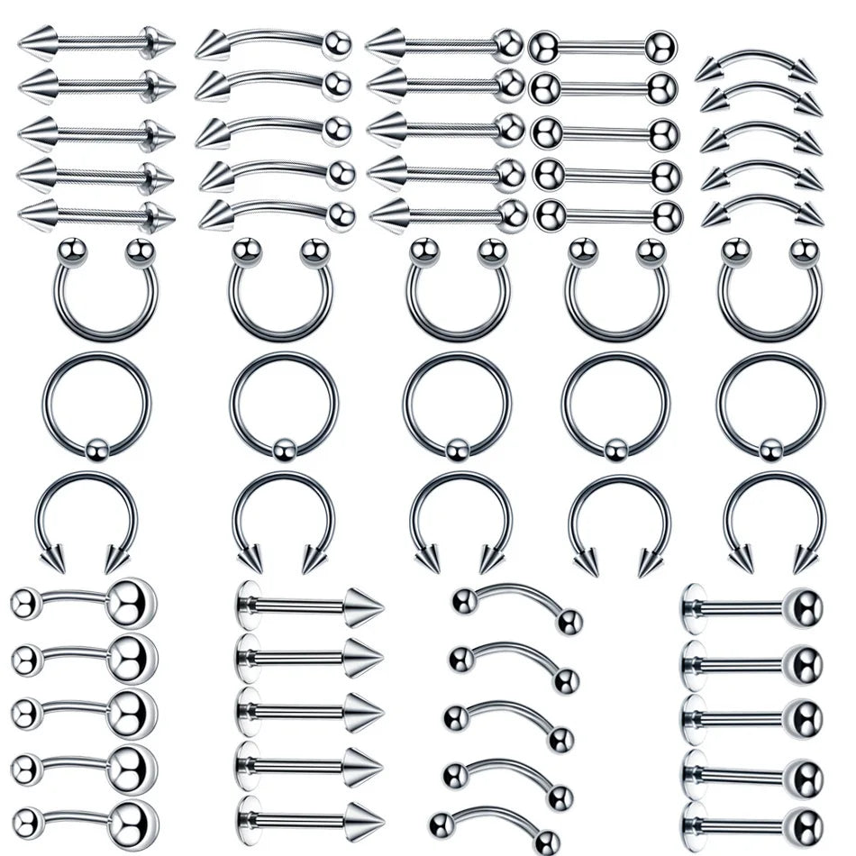 Body Piercing Jewelry  14G Stainless Steel Nose Ear Belly Lip Tongue Ring Captive Bead Eyebrow Bar Piercing Lot Jewelry for Sexy - Elevate Your Body