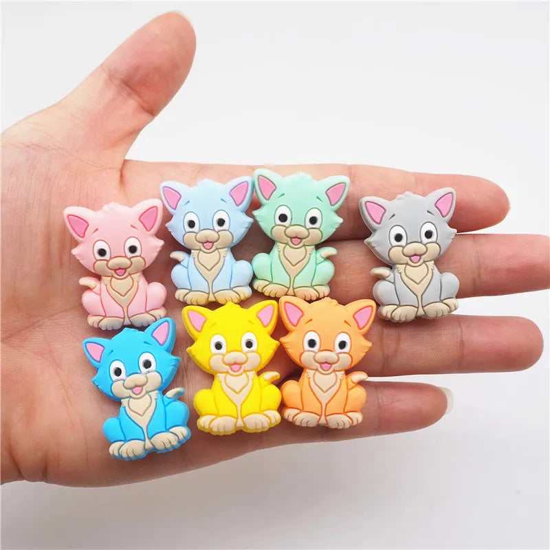 Chenkai 10PCS Silicone Beads Fox Shaped Baby Teether Cartoon Teething For Nursing Jewelry Necklace Pacifier Clips Toy - Elevate Your Body