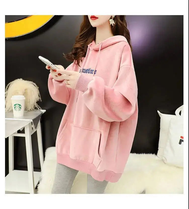 Autumn Sweet Women Hoodies Korean Style Fashion Cute Rabbit Ears Hooded Pullovers Loose Long Sleeve Kawaii Sweatshirts Female.