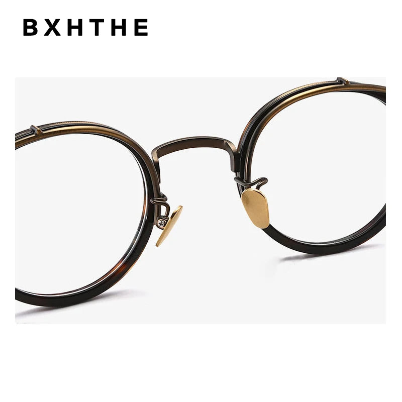 Luxury Handmade Acetate Round Glasses Frame for Men and Women - Retro Korean Designer Eyewear.