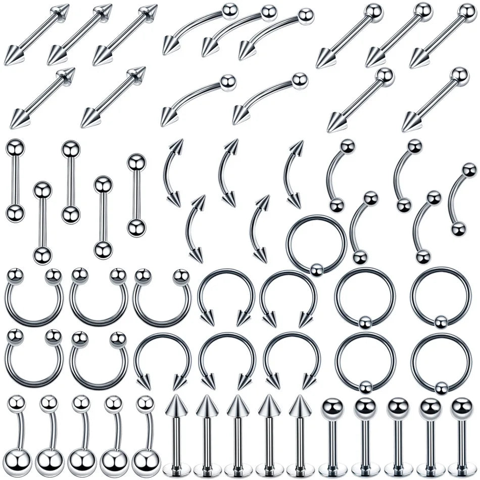 Body Piercing Jewelry  14G Stainless Steel Nose Ear Belly Lip Tongue Ring Captive Bead Eyebrow Bar Piercing Lot Jewelry for Sexy.