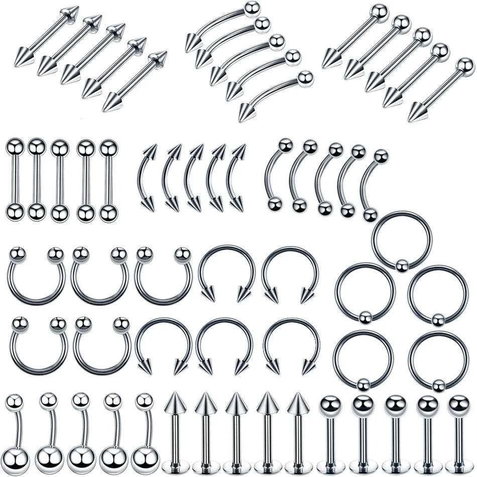 Body Piercing Jewelry  14G Stainless Steel Nose Ear Belly Lip Tongue Ring Captive Bead Eyebrow Bar Piercing Lot Jewelry for Sexy - Elevate Your Body