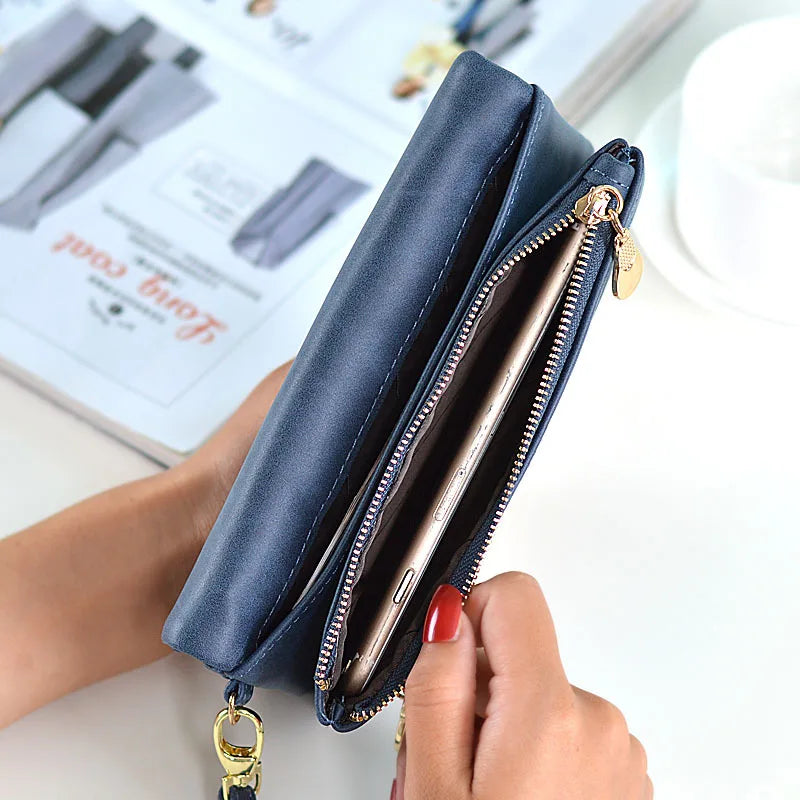 Yogodlns Fashion Nubuck Leather Wallet Female Double Zipper Lady Handbag Clutch Multi-layer Purse Shopping Women Wallet Purse - Elevate Your Body