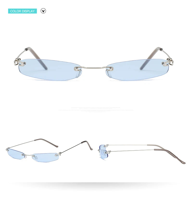 Trendy Rimless Small Sunglasses for Men and Women - Luxury Alloy UV400 Eyewear for Streetwear