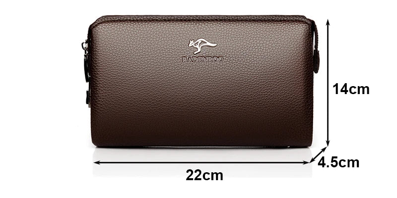 KANGAROO Luxury Brand Men Clutch Bag Leather Long Purse Password Money Bag Business wristlet Phone Wallet Male Casual Handy Bags.