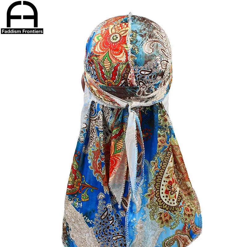 Stylish Men's Floral Silk Durags Bandanas Turbans - Versatile Headwear for Waves and Hair Accessories.