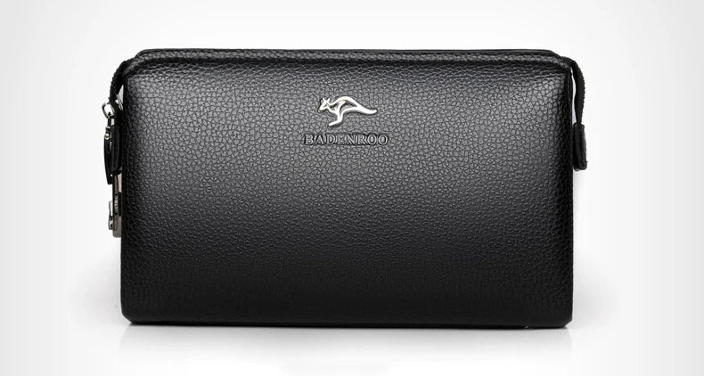 KANGAROO Luxury Brand Men Clutch Bag Leather Long Purse Password Money Bag Business wristlet Phone Wallet Male Casual Handy Bags - Elevate Your Body