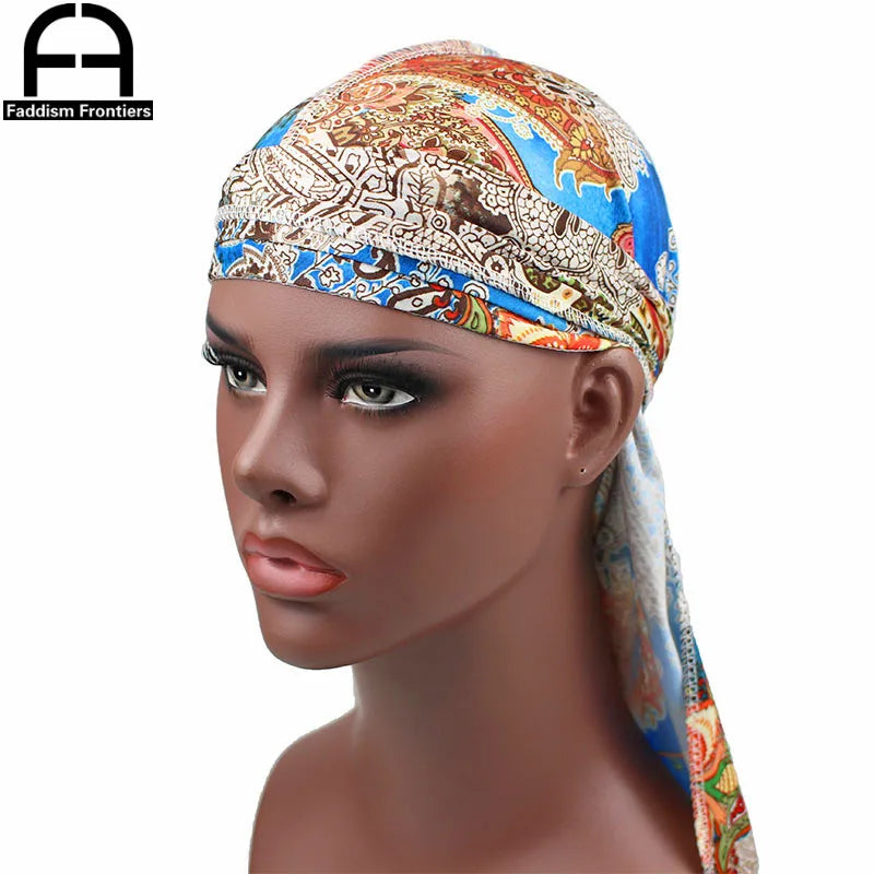 Stylish Men's Floral Silk Durags Bandanas Turbans - Versatile Headwear for Waves and Hair Accessories.