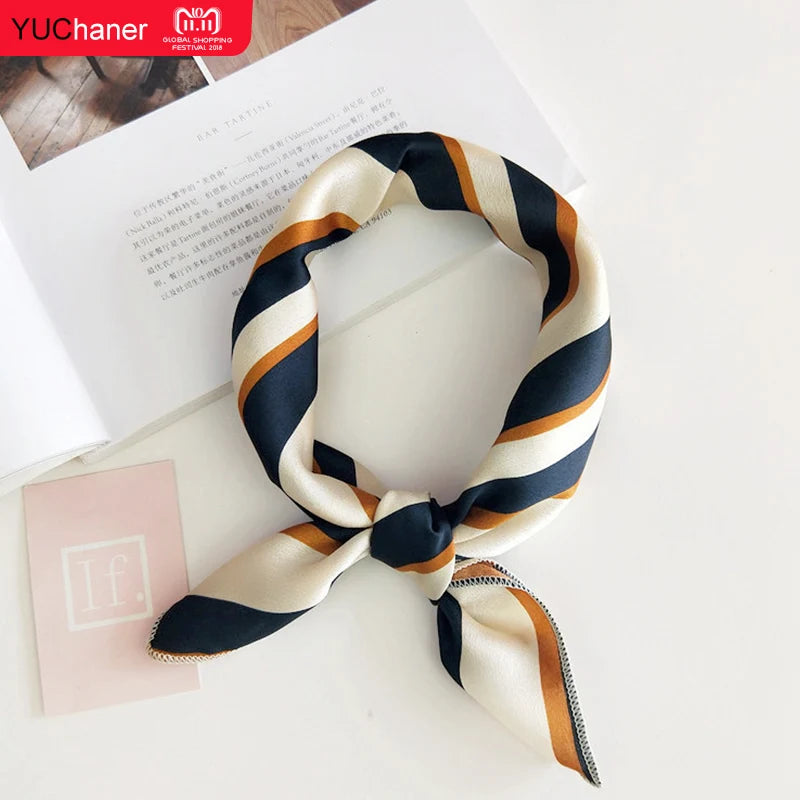 Luxury Satin Animal Print Hair Scarf for Women - Small Square Neck Ring Scarf - Winter Fashion Neckerchief 2020.