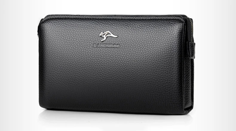 KANGAROO Luxury Brand Men Clutch Bag Leather Long Purse Password Money Bag Business wristlet Phone Wallet Male Casual Handy Bags - Elevate Your Body