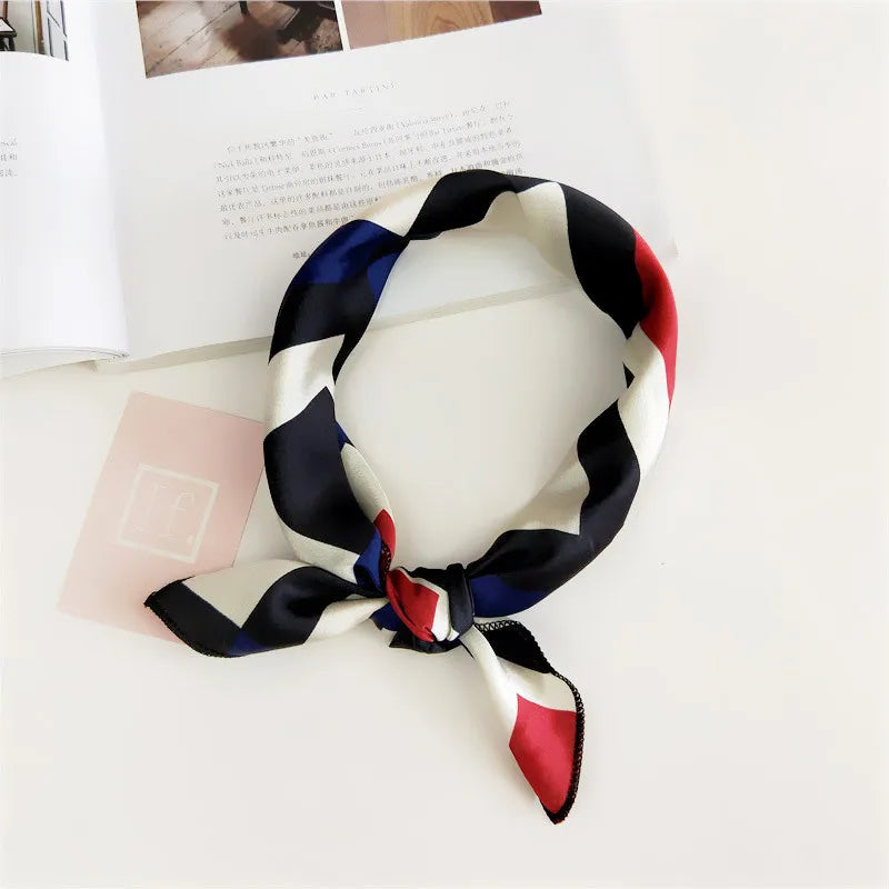 Luxury Satin Animal Print Hair Scarf for Women - Small Square Neck Ring Scarf - Winter Fashion Neckerchief 2020.