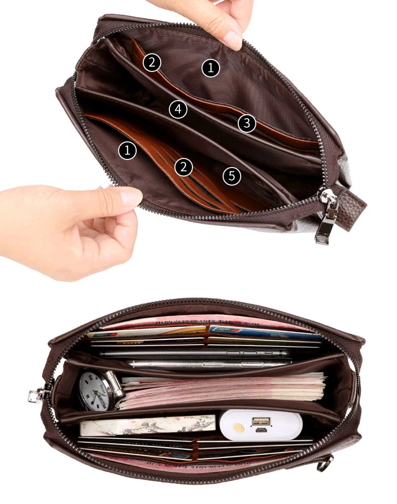 KANGAROO Luxury Brand Men Clutch Bag Leather Long Purse Password Money Bag Business wristlet Phone Wallet Male Casual Handy Bags - Elevate Your Body