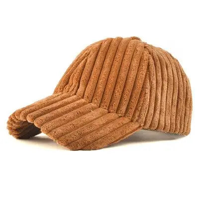 COKK Women's Corduroy Baseball Cap - Warm Snapback Hat for Autumn and Winter Casual Style.