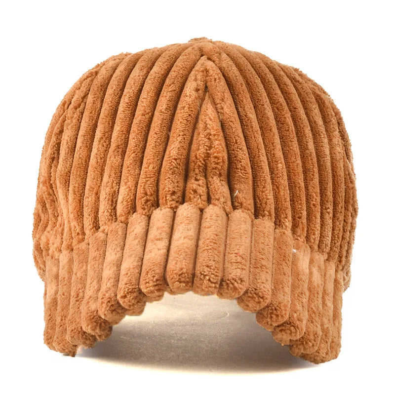 COKK Women's Corduroy Baseball Cap - Warm Snapback Hat for Autumn and Winter Casual Style.