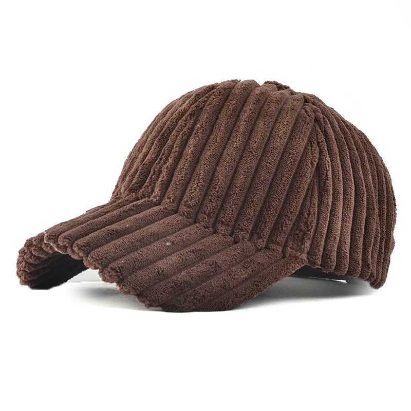 COKK Women's Corduroy Baseball Cap - Warm Snapback Hat for Autumn and Winter Casual Style.