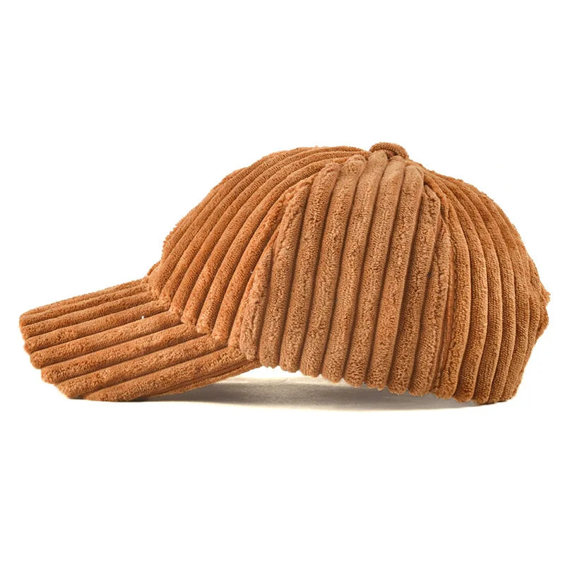 COKK Women's Corduroy Baseball Cap - Warm Snapback Hat for Autumn and Winter Casual Style.