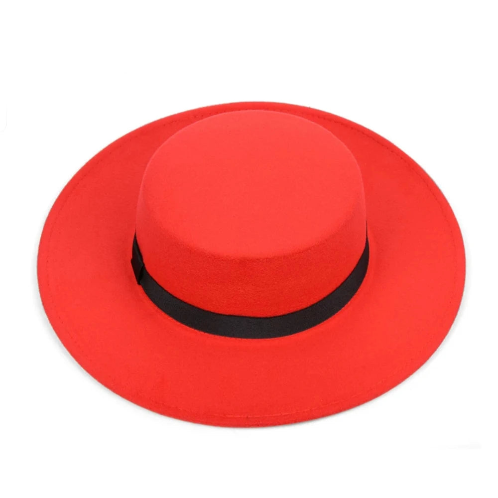 Versatile Classic Solid Color Felt Fedora Hat with Belt for Men and Women - Stylish Jazz Cap with Wide Brim for Casual & Church Wear