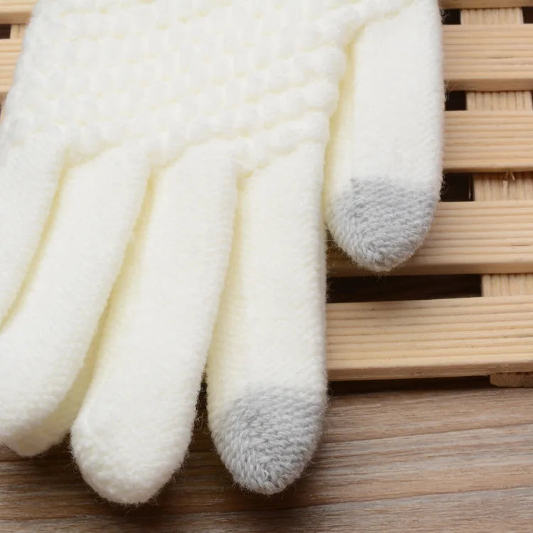 Unisex Warm Winter Touchscreen Knit Gloves - Full Finger Wool Mittens for Stylish Comfort