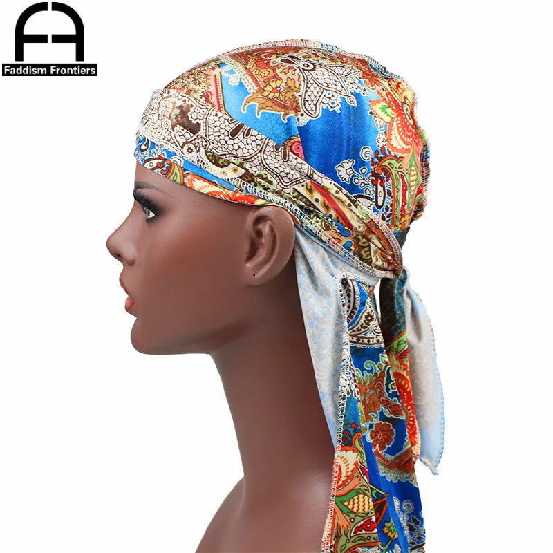 Stylish Men's Floral Silk Durags Bandanas Turbans - Versatile Headwear for Waves and Hair Accessories.