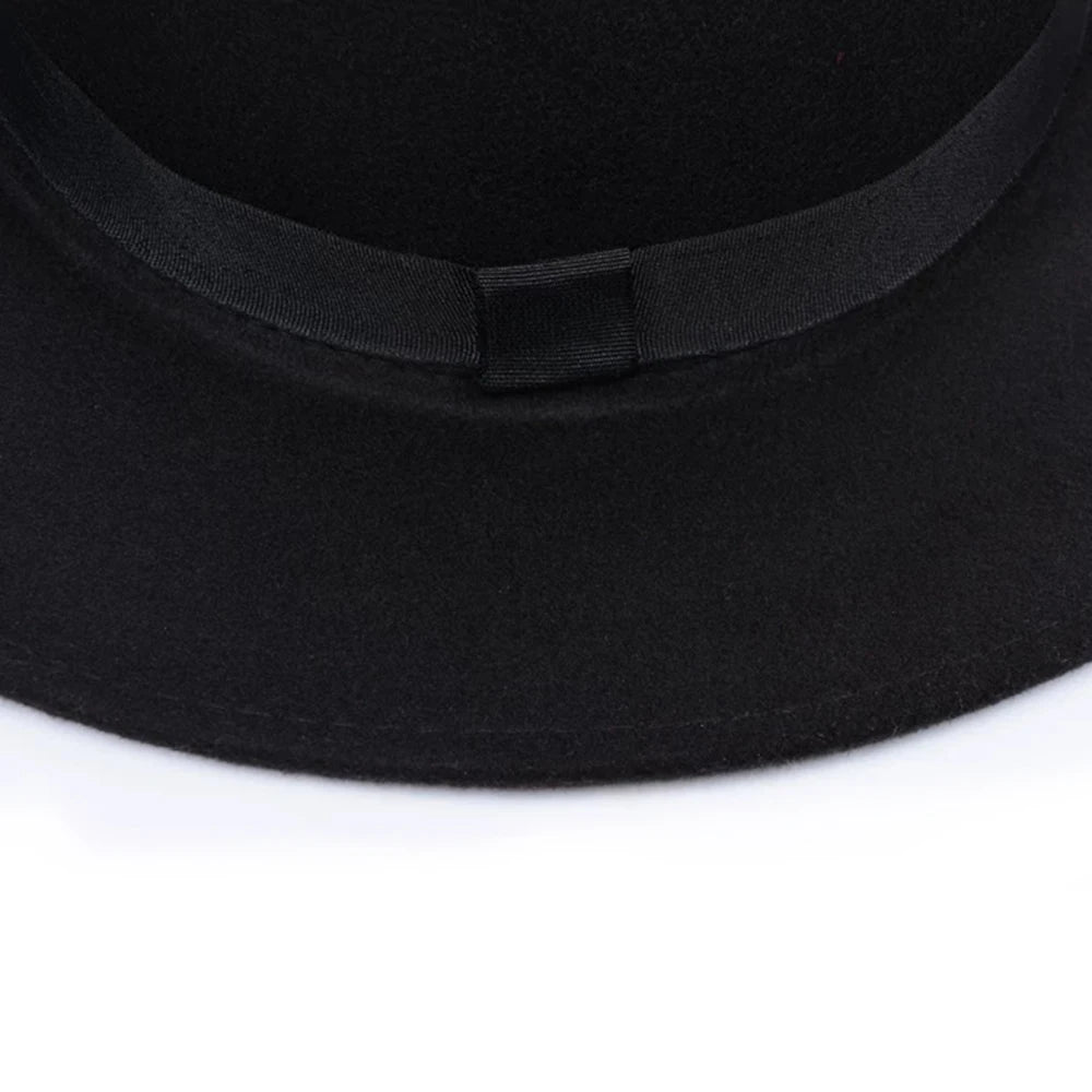 Versatile Classic Solid Color Felt Fedora Hat with Belt for Men and Women - Stylish Jazz Cap with Wide Brim for Casual & Church Wear