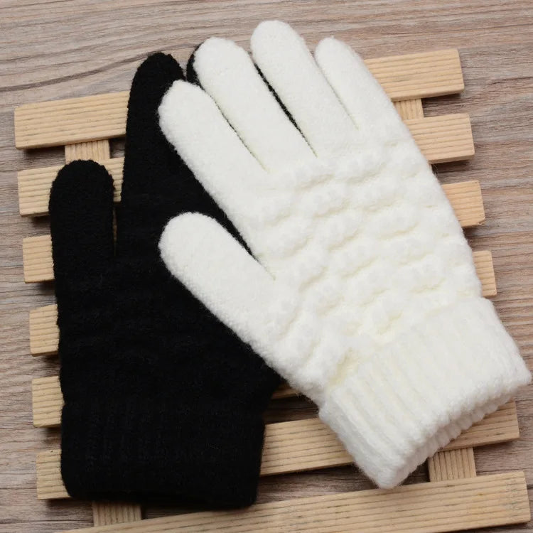 Unisex Warm Winter Touchscreen Knit Gloves - Full Finger Wool Mittens for Stylish Comfort