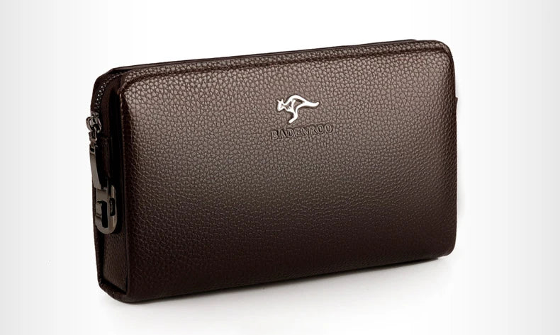 KANGAROO Luxury Brand Men Clutch Bag Leather Long Purse Password Money Bag Business wristlet Phone Wallet Male Casual Handy Bags - Elevate Your Body