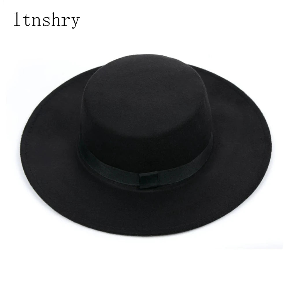 Versatile Classic Solid Color Felt Fedora Hat with Belt for Men and Women - Stylish Jazz Cap with Wide Brim for Casual & Church Wear