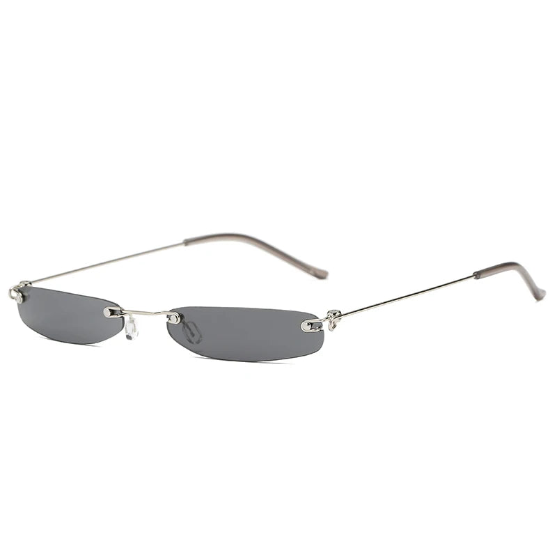 Trendy Rimless Small Sunglasses for Men and Women - Luxury Alloy UV400 Eyewear for Streetwear.