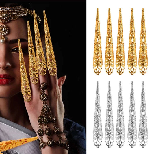 Fingertip Claw Rings Nails Decoration Chinese Finger Claws Belly Dance Finger Nails Full Finger Rings False Long Nails.