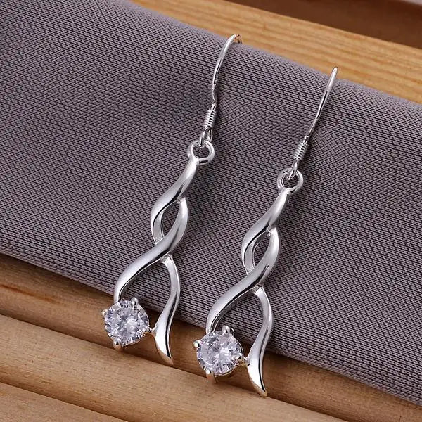 High quality Popular brands 925 Sterling Silver crystal Earrings for woman hot fine fashion party Jewelry Christmas Gifts.