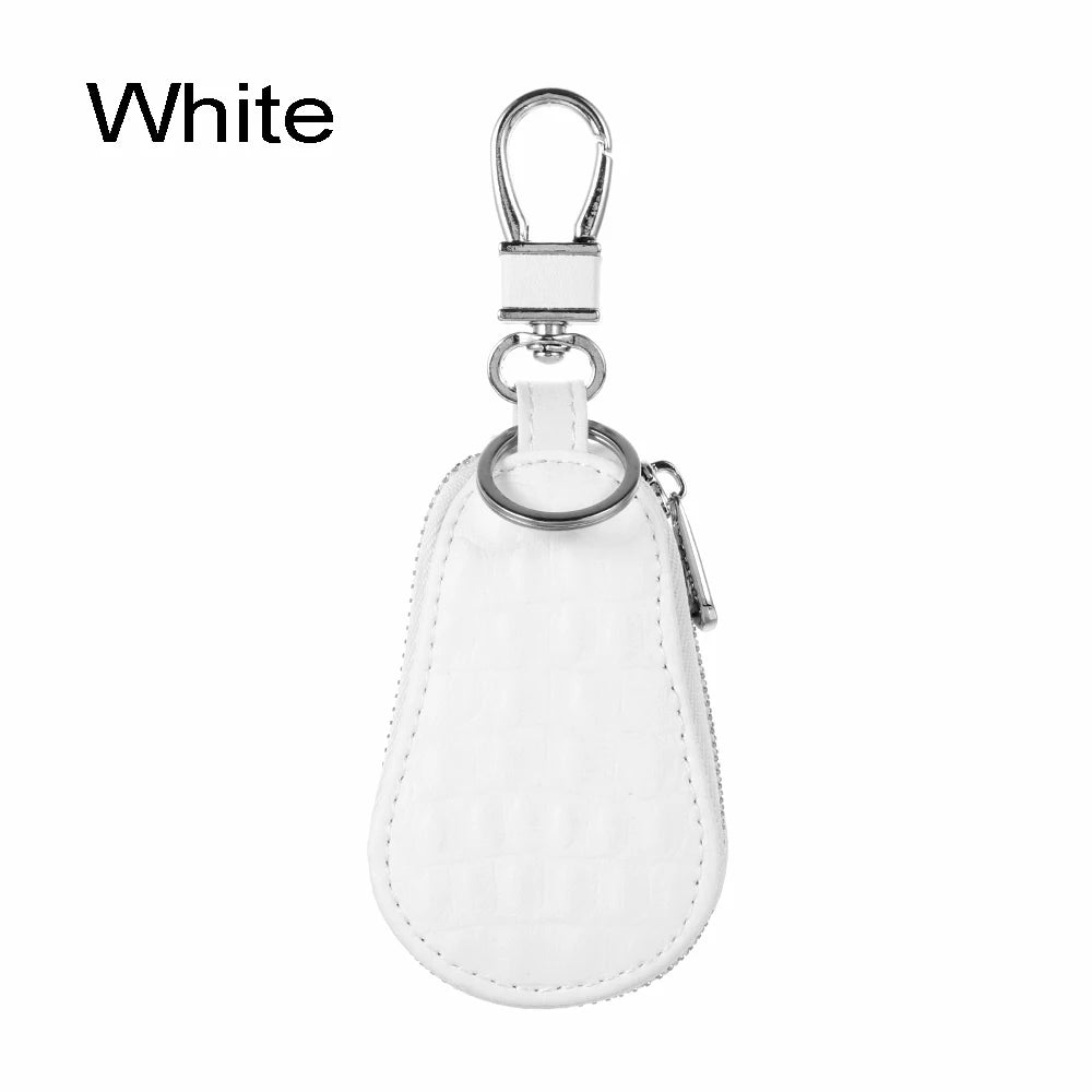 Genuine Leather Car Key Bags for Men Women Crocodile Pattern Keychain Holder Organizer Wallet Zipper Hook Key Pouch Coin Purse.