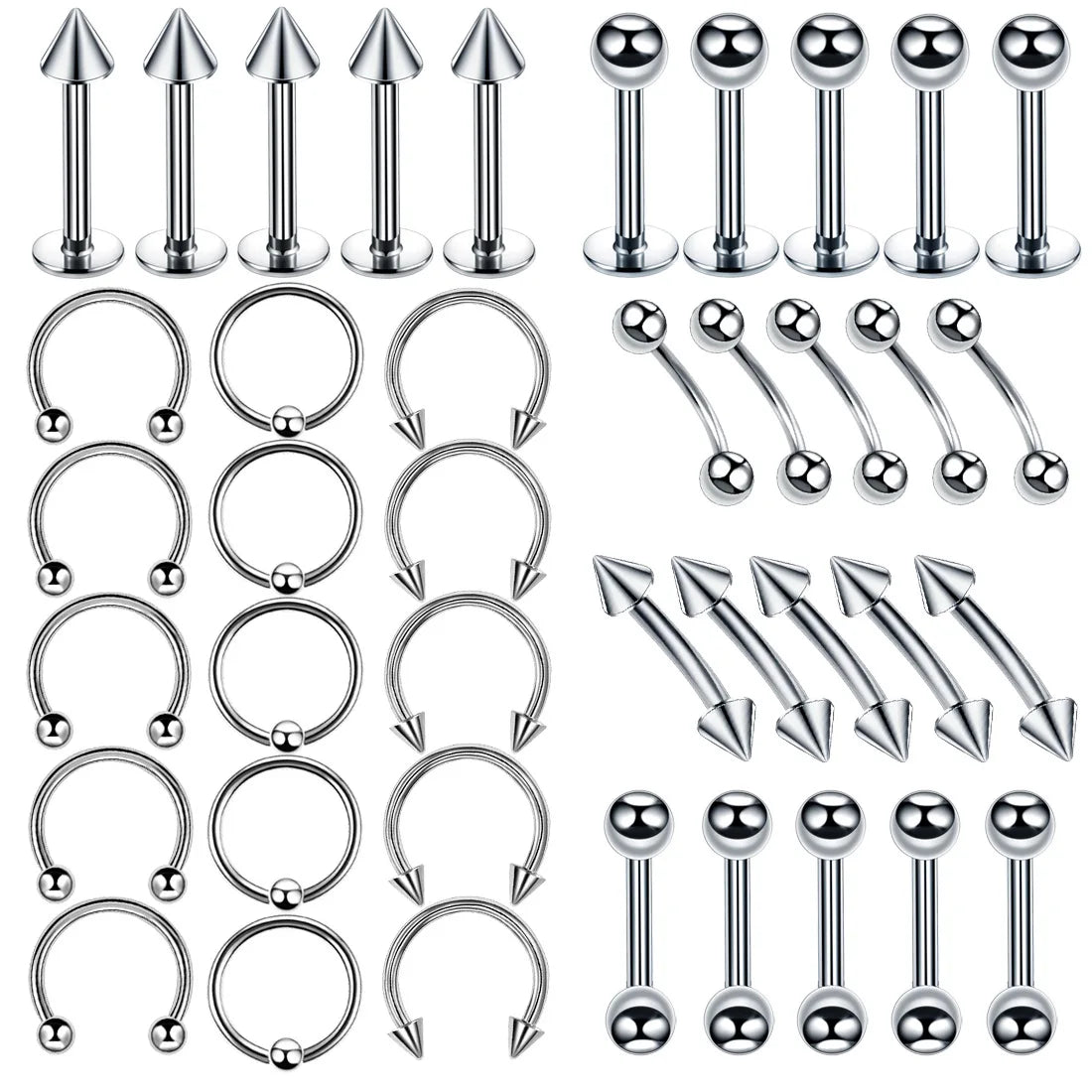 Body Piercing Jewelry  14G Stainless Steel Nose Ear Belly Lip Tongue Ring Captive Bead Eyebrow Bar Piercing Lot Jewelry for Sexy - Elevate Your Body