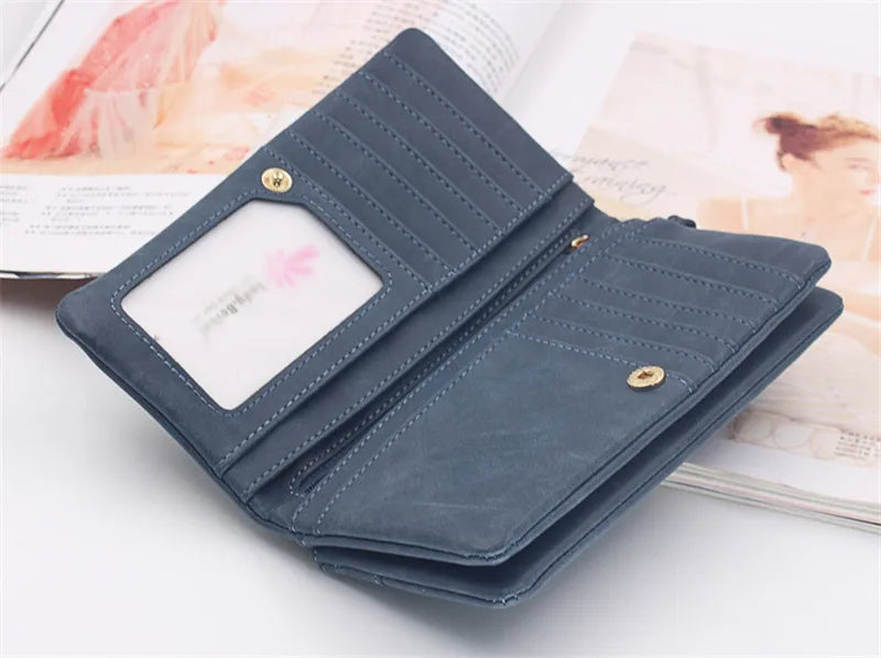 Yogodlns Fashion Nubuck Leather Wallet Female Double Zipper Lady Handbag Clutch Multi-layer Purse Shopping Women Wallet Purse - Elevate Your Body