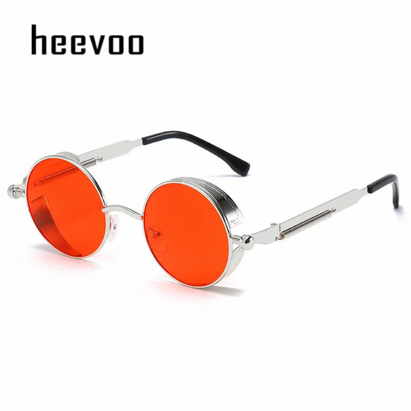 Vintage Steampunk Round Sunglasses for Men and Women - High-Quality Fashion Eyewear with UV400 Protection.